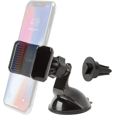 Scosche suction cup mount with vent clips / window mount, dashboard, vent / 360 rotation for mobile devices 3-in-1 _black